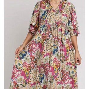 Umgee Front Tie Midi Dress Sz XL